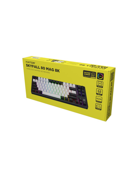 Hator Skyfall 80 Mag Ultima 8K Wireless Klawiatura Gaming Usb + Rf Wireless + Bluetooth Qwerty Us English Czarny, Biały