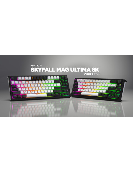 Hator Skyfall 80 Mag Ultima 8K Wireless Klawiatura Gaming Usb + Rf Wireless + Bluetooth Qwerty Us English Czarny, Biały