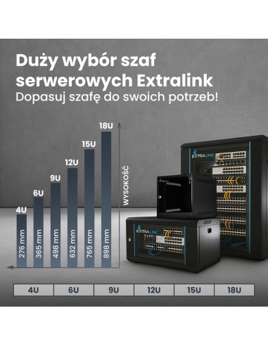 Extralink Lite 4U 530X400 Wall-Mounted Rackmount Cabinet Black Stojak Wolnostojący/Ścienny/Podłogowy Czarny