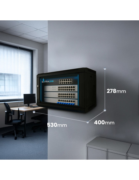 Extralink Lite 4U 530X400 Wall-Mounted Rackmount Cabinet Black Stojak Wolnostojący/Ścienny/Podłogowy Czarny