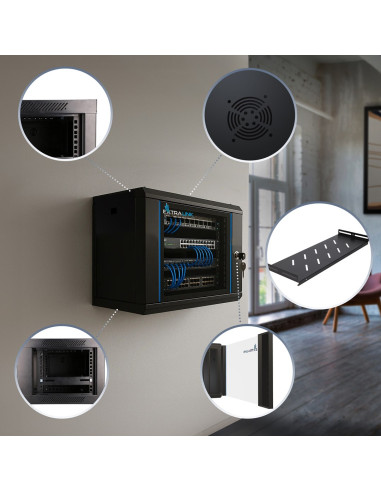 Extralink Lite 4U 530X400 Wall-Mounted Rackmount Cabinet Black Stojak Wolnostojący/Ścienny/Podłogowy Czarny