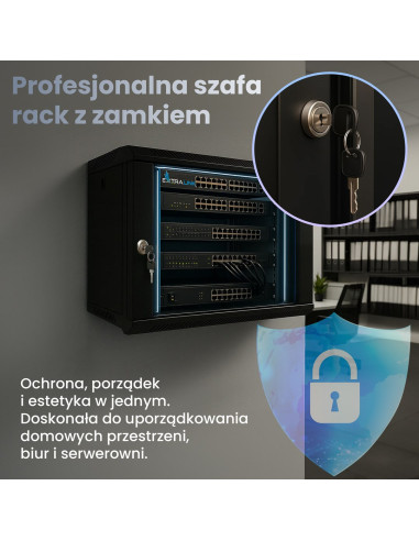 Extralink Lite 4U 530X400 Wall-Mounted Rackmount Cabinet Black Stojak Wolnostojący/Ścienny/Podłogowy Czarny
