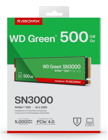 Ssd Wd Green Sn3000 500Gb Nvme Wds500G4G0E