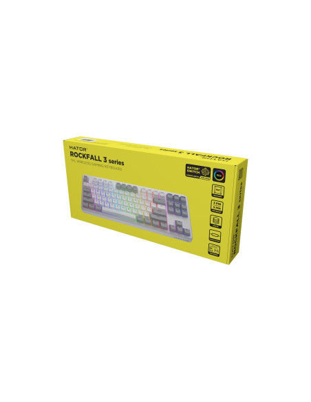 Hator Rockfall 3 Tkl Wireless Klawiatura Uniwersalne Usb + Rf Wireless + Bluetooth Qwerty Angielski Biały