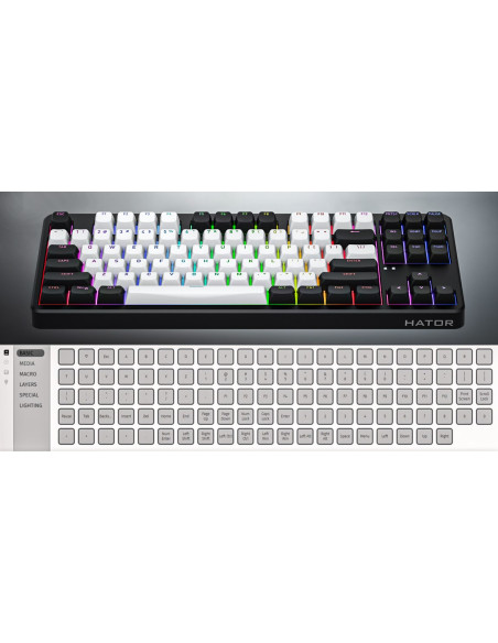 Hator Rockfall 3 Tkl Wireless Klawiatura Uniwersalne Usb + Rf Wireless + Bluetooth Qwerty Angielski Biały