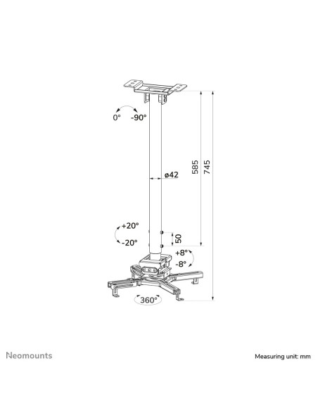 Neomounts Cl25-550Wh1 Uchwyt Do Montażu Projektora Sufit Biały