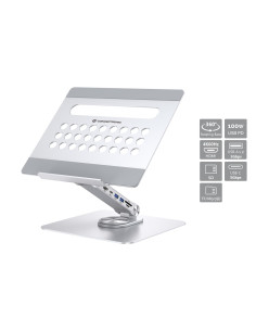 Conceptronic Uchwyt Na Laptopa Ze Stacją Dokującą 7 W 1 Srebrny