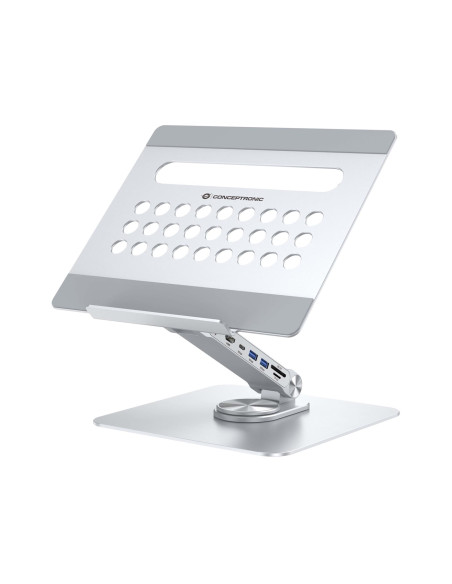 Conceptronic Uchwyt Na Laptopa Ze Stacją Dokującą 7 W 1 Srebrny