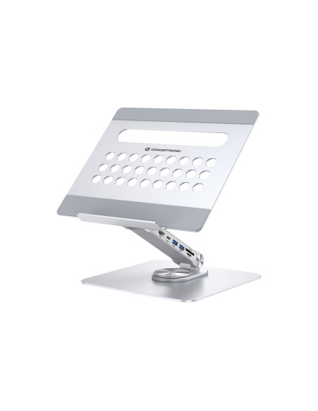 Conceptronic Uchwyt Na Laptopa Ze Stacją Dokującą 7 W 1 Srebrny