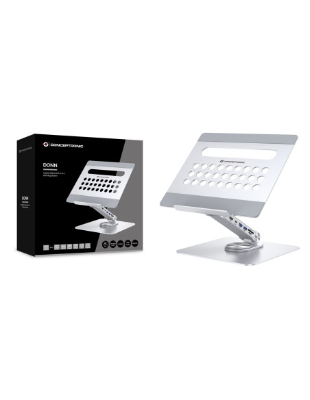 Conceptronic Uchwyt Na Laptopa Ze Stacją Dokującą 7 W 1 Srebrny