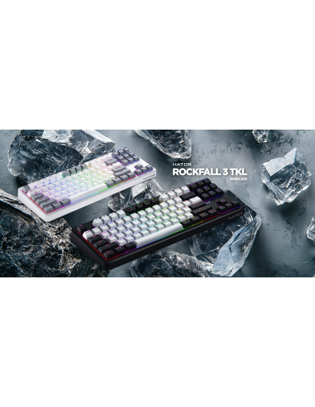 Klawiatura Dla Graczy Hator Rockfall 3 Tkl Wireless Mechaniczna Czarna (Klawisze Czarno-Białe)