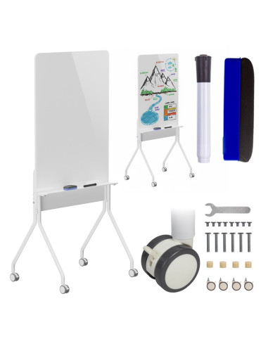 Mobilna Tablica Suchościeralna Ergo Office, Orientacja Pionowa, Biała, Jednostronna, Z Półką, Wymiary Tablicy 1190X790Mm, Er-305