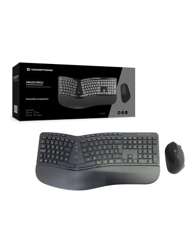 Conceptronic Orazio02Es Klawiatura Dołączona Myszka Biuro Rf Wireless Qwerty Hiszpański Czarny
