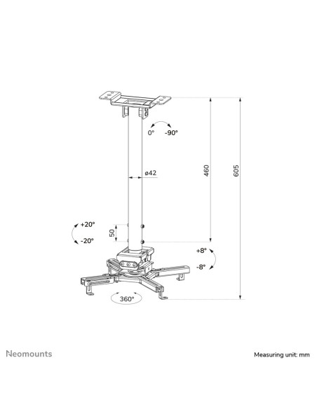 Neomounts Cl25-540Wh1 Uchwyt Do Montażu Projektora Sufit Biały