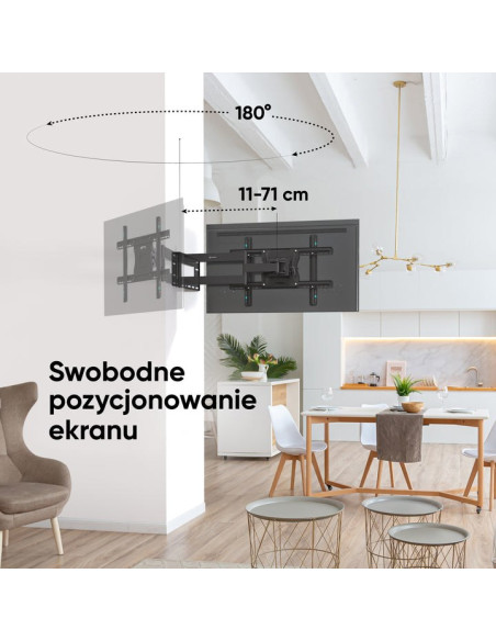 Onkron M7L-B Uchwyt Ścienny Obrotowo-Pochylny Do Ekranu 40"-75" Maks 68 Kg Czarny