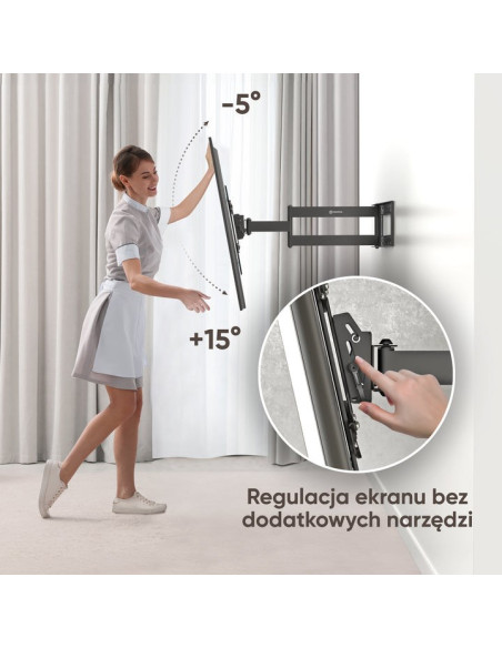Onkron M7L-B Uchwyt Ścienny Obrotowo-Pochylny Do Ekranu 40"-75" Maks 68 Kg Czarny