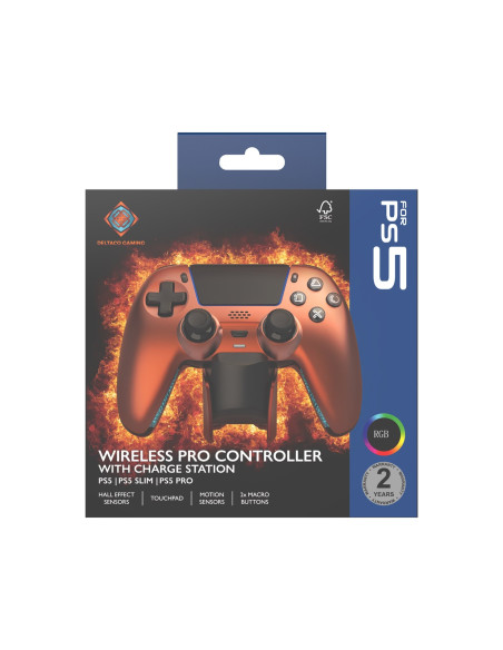 Deltaco Gaming Gam-199-Orangecopper Kontroler Gier Pomarańczowy, Brąz Bluetooth/Usb Gamepad Playstation 5, Pc, Android, Ios