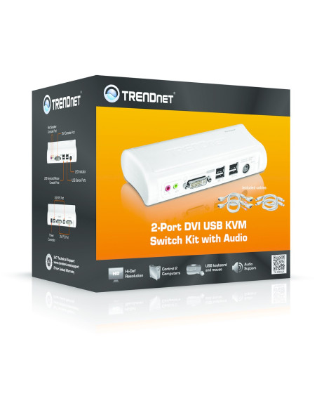 Trendnet Kvm  2-Port Dvi Usb Switch Mit Audio Kit