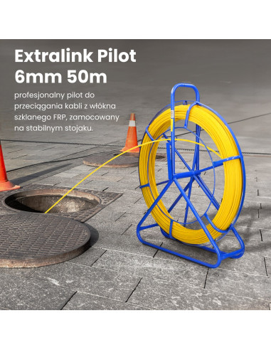 Extralink Pilot Do Przeciągania Kabli Pilot 6Mm 50M Włókno Szklane Frp, Śr. 6Mm, Dł. 50M, Żółty