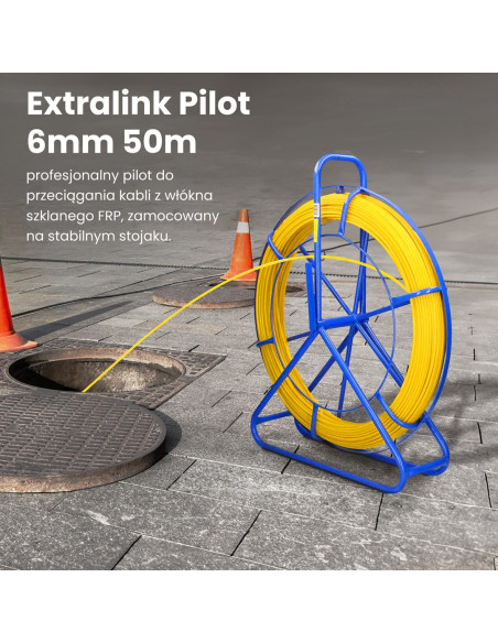 Extralink Pilot Do Przeciągania Kabli Pilot 6Mm 50M Włókno Szklane Frp, Śr. 6Mm, Dł. 50M, Żółty
