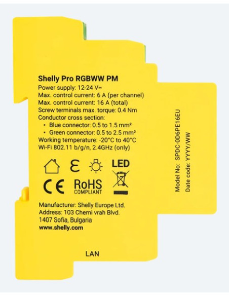 Shelly Pro Rgbww Pm Bezprzewodowy Żółty