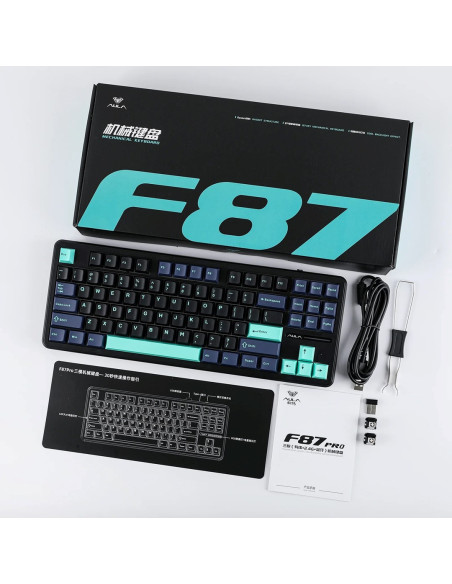Klawiatura Gasket F87 Pro Dark Blue + Black + Cyan Graywoodv4 Switch Rgb Aula