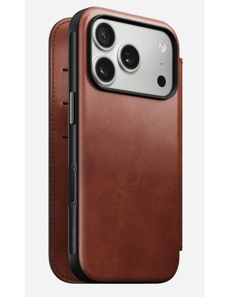 Nomad Modern Leather Folio - Skórzane Etui Do Iphone 17 Pro Kompatybilne Z Magsafe, Skóra Horween (Olde Dublin)