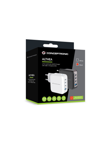 Conceptronic Ładowarka 4Port Gan 3Xusb-C/1Xa 100Wpd3.0/Pps Sw
