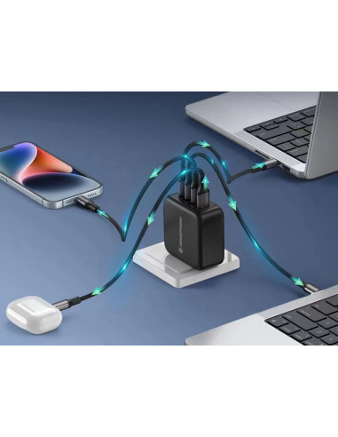 Conceptronic Ładowarka 4Port Gan 3Xusb-C/1Xa 100Wpd3.0/Pps Sw