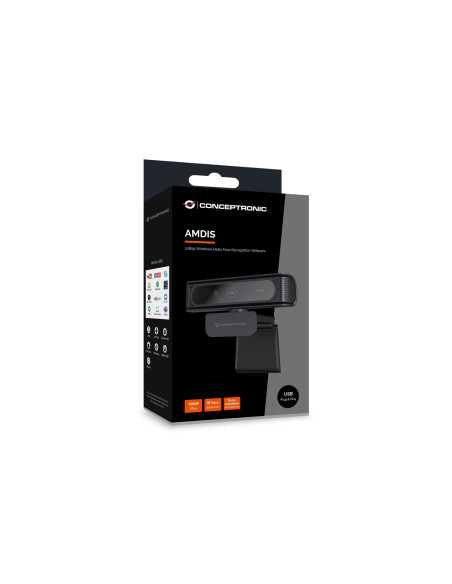 Conceptronic Kamera Internetowa Usb-A2.0 80° 1080P/30Hz Fullhd + Mikrofon Czarno-Biały