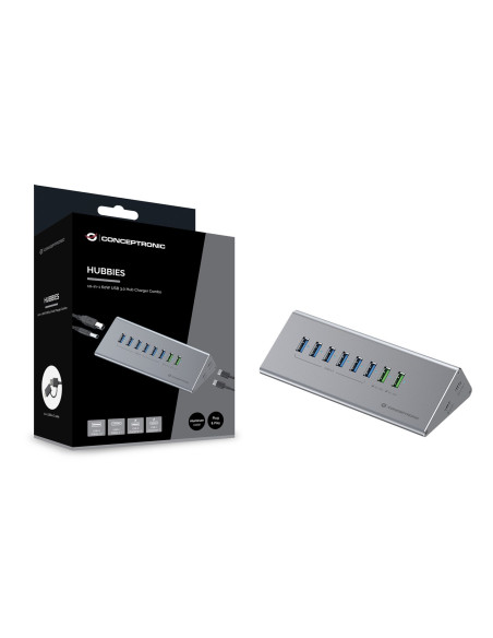 Conceptronic 10-Portowy Koncentrator Usb-A3.0/-C Adapter -  6Xa3.0+M.netz. Gr