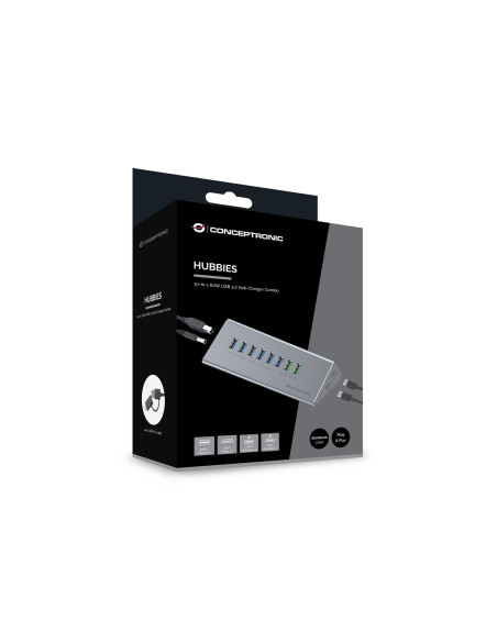 Conceptronic 10-Portowy Koncentrator Usb-A3.0/-C Adapter -  6Xa3.0+M.netz. Gr