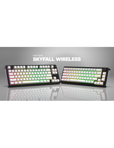 Hator Skyfall Wireless 80 Klawiatura Gaming Usb + Rf Wireless + Bluetooth Qwerty Us English Czarny, Biały