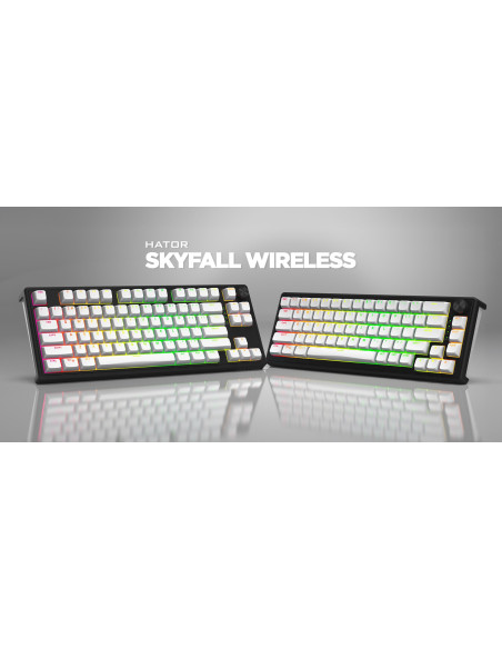 Hator Skyfall Wireless 80 Klawiatura Gaming Usb + Rf Wireless + Bluetooth Qwerty Us English Czarny, Biały