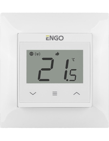 Regulator Temperatury Engo Controls E55-W Do Ramki 55X55, 230V, Biały, Internetowy, Wi-Fi