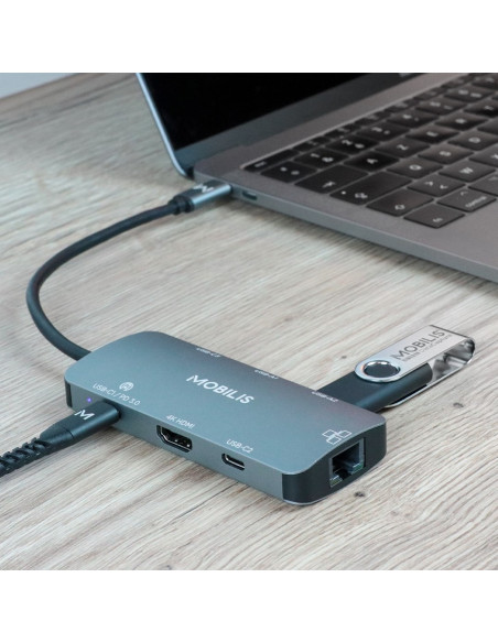 Mobilis 001382 Stacja Dokująca Przewodowa Usb 3.2 Gen 1 (3.1 Gen 1) Type-C Czarny, Szary