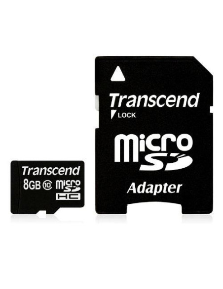 Sd Microsd Card   8Gb Transcend Sdhc Class10 W/Adapter