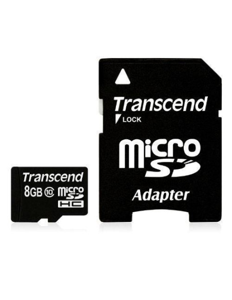 Sd Microsd Card   8Gb Transcend Sdhc Class10 W/Adapter