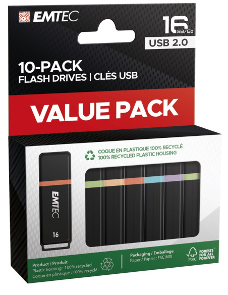 Emtec K100 Pamięć Usb 16 Gb Usb Typu-A 2.0 Czarny, Wielobarwny