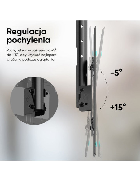 Onkron N2L-B Uchwyt Sufitowy Obrotowo-Pochylny Do Ekranu 32"-80" Maks 68 Kg Czarny