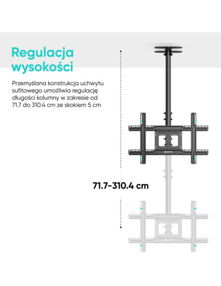 Onkron N2L-B Uchwyt Sufitowy Obrotowo-Pochylny Do Ekranu 32"-80" Maks 68 Kg Czarny
