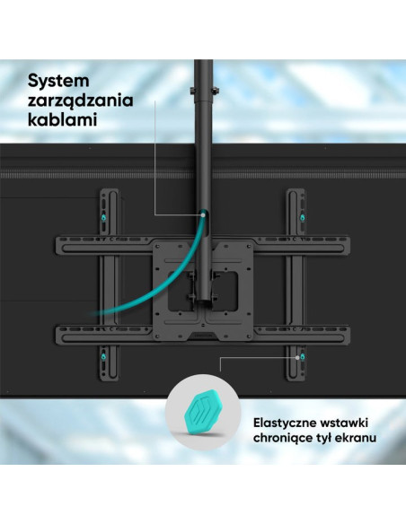 Onkron N2L-B Uchwyt Sufitowy Obrotowo-Pochylny Do Ekranu 32"-80" Maks 68 Kg Czarny