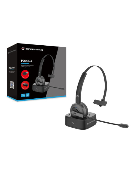 Conceptronic Polona03Bda Słuchawki/Zestaw Słuchawkowy Bezprzewodowy Opaska Na Głowę Biuro/Centrum Telefoniczne Bluetooth Podstaw