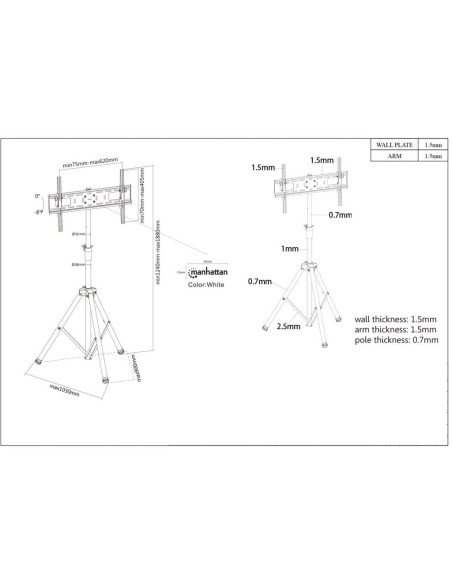 Manhattan Stojak Tripod Tv 37-70" Do 35Kg Regulowany