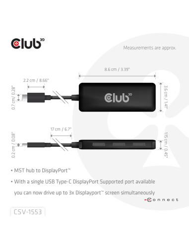 Club3D Csv-1553 Huby I Koncentratory Usb Type-C Czarny