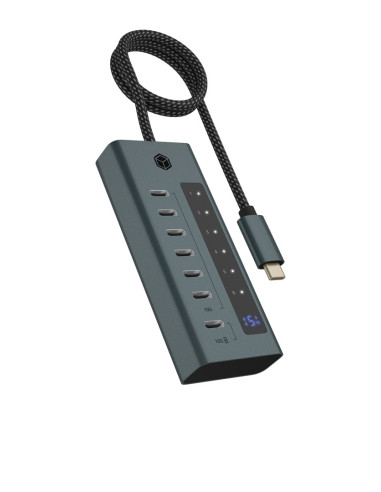 Icy Box Ib-Hub1457-C31 Usb 3.2 Gen 1 (3.1 Gen 1) Type-C 10000 Mbit/S Niebieski, Szary