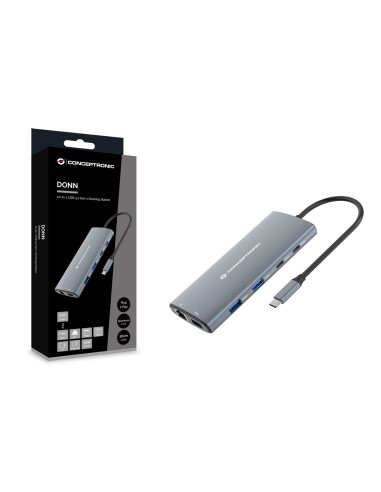 Conceptronic Donn06G Przewodowa Usb 3.2 Gen 1 (3.1 Gen 1) Type-C Szary