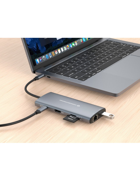 Conceptronic Donn06G Stacja Dokująca Przewodowa Usb 3.2 Gen 1 (3.1 Gen 1) Type-C Szary