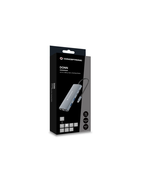 Conceptronic Donn06G Stacja Dokująca Przewodowa Usb 3.2 Gen 1 (3.1 Gen 1) Type-C Szary