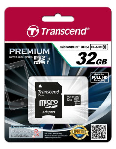 Sd Microsd Card  32Gb Transcend Sdhc Uhs1 W/Adapter